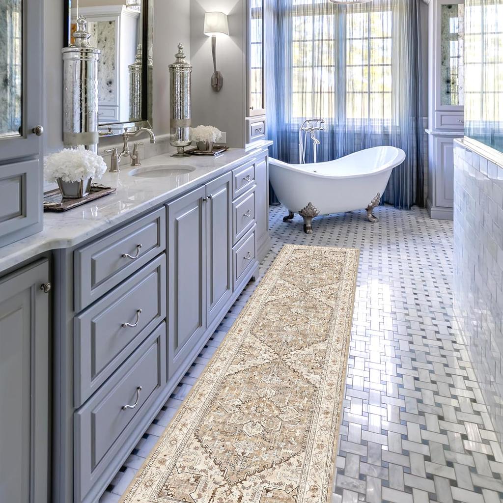 Proste Zmywalne Dywany na Długi Korytarz, Dywany Korytarzowe w Stylu Retro Boho, Łatwe w Utrzymaniu Dywany Kuchenne, Dekoracja Domu