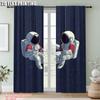 2Pcs Modern Space Astronaut Blackout Curtains Deep Blue Starry Sky Cartoon Spaceman Print Drapes For Bedroom Study Living