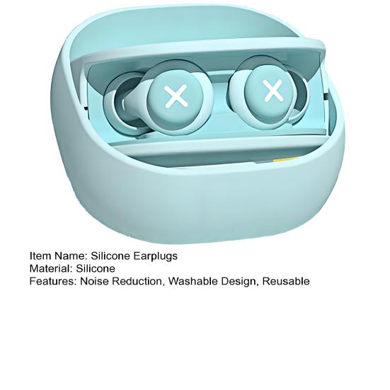 1 Pair Silicone Noise Reduction Earplugs Washable Waterproof Soft Reusable Hearing Protection Concerts Work Study Sleeping Silent Earplugs