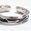 Couple Ring Thin Adjustable Open Band Stainless Steel Texture Minimalist Geometric Design Finger Ring Jewelry Gift