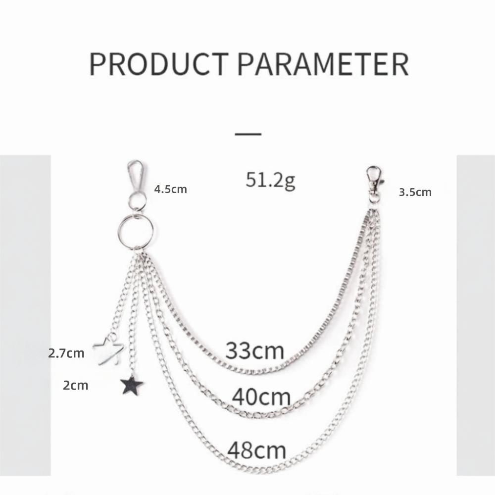 Fashion Punk Street Keychains Chain Moon Star Tassel Women Men Belt Chain Multilayer Hip Hop Biker Pants Chain Daily Wear