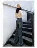 2024 Spring/Autumn Women's High Waist Retro Micro Flare Jeans - Thin, Loose, Slimming, Wide Leg, Non-Clingy Pants