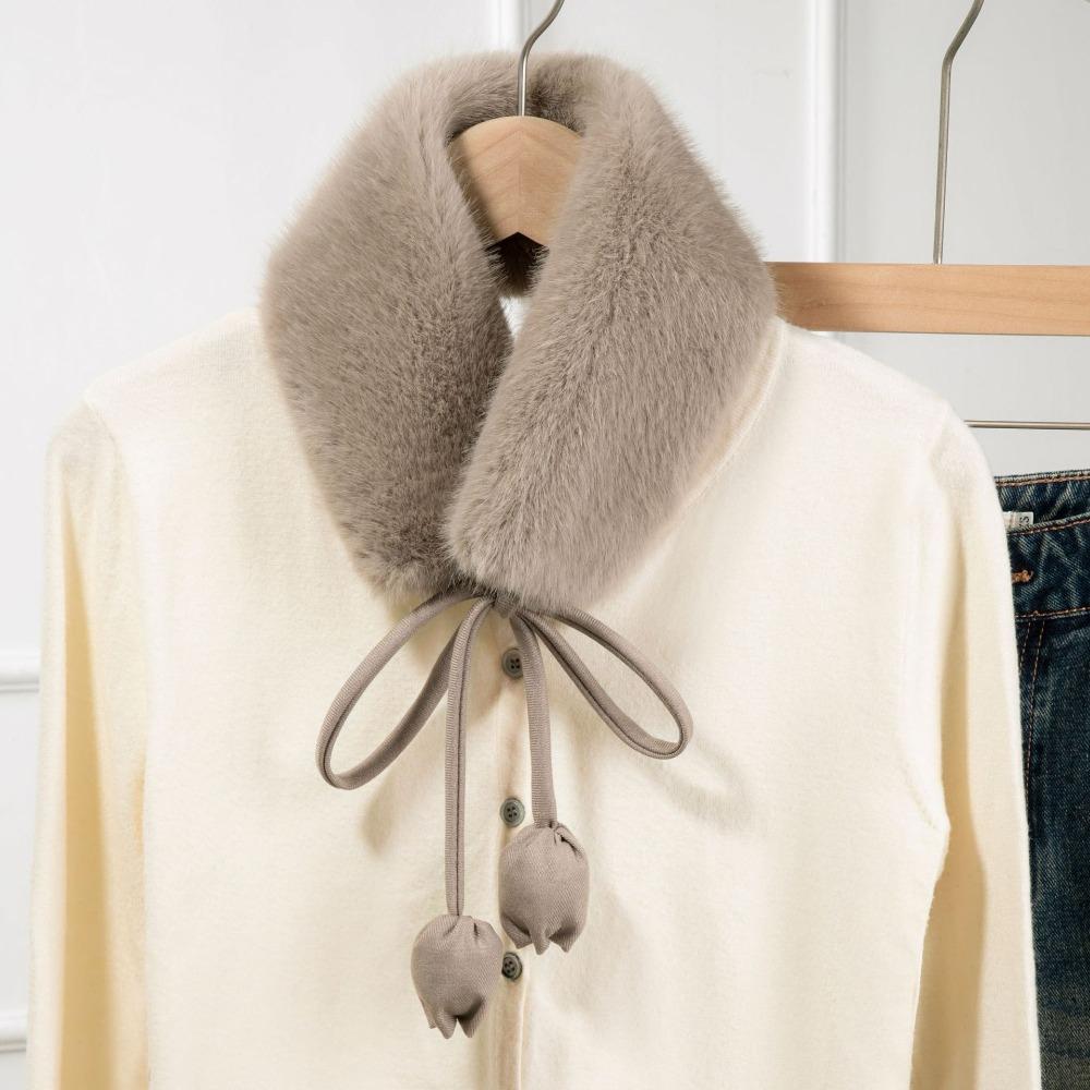 

Multi Functional Warm Plush Scarf Sweet Fur Neck Warmer Rabbit Fur Earmuffs Travel Style5