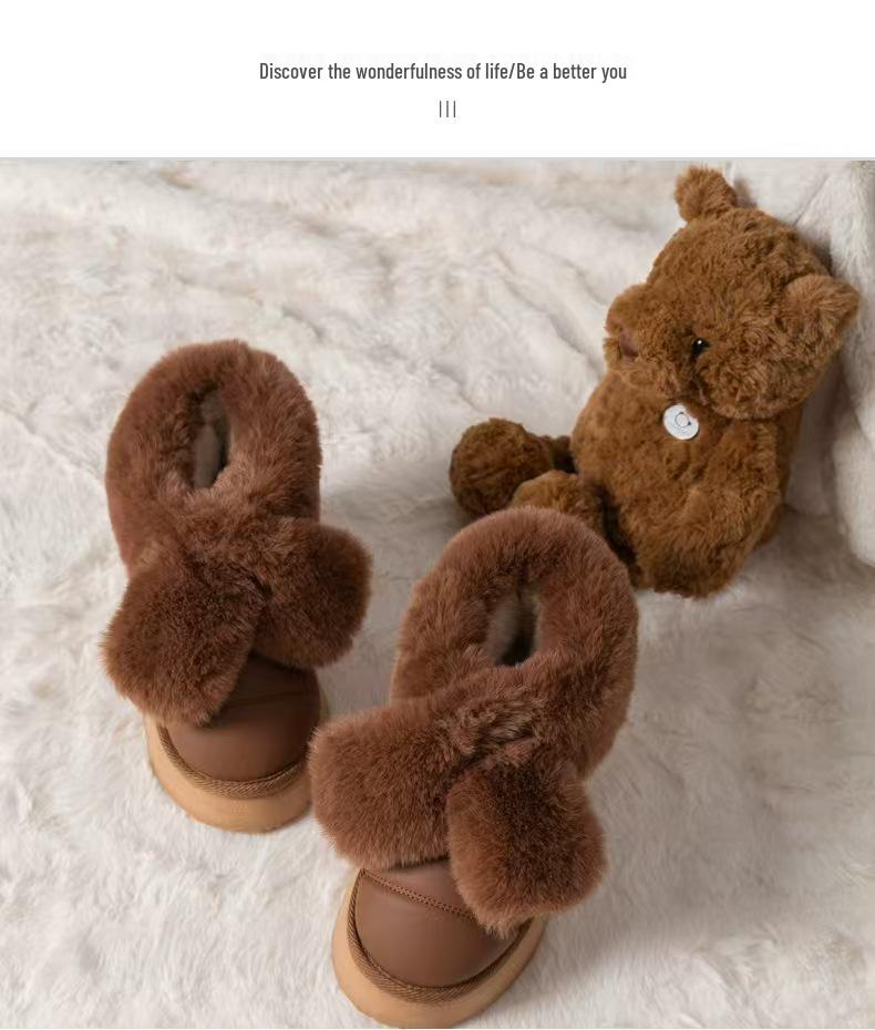 2025 Women's Winter Little Rabbit Snow Boots & Non-slip Cotton Slippers