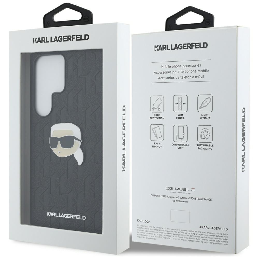 Karl Lagerfeld Leather Monogram Pin Logo Case for Samsung Galaxy S25 Ultra Black
