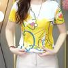 Summer  Fashion Versatile Round Neck Mesh Short Sleeve T-shirt Women's Printed Top Creative Pullover Oversized Y2k Streetwear