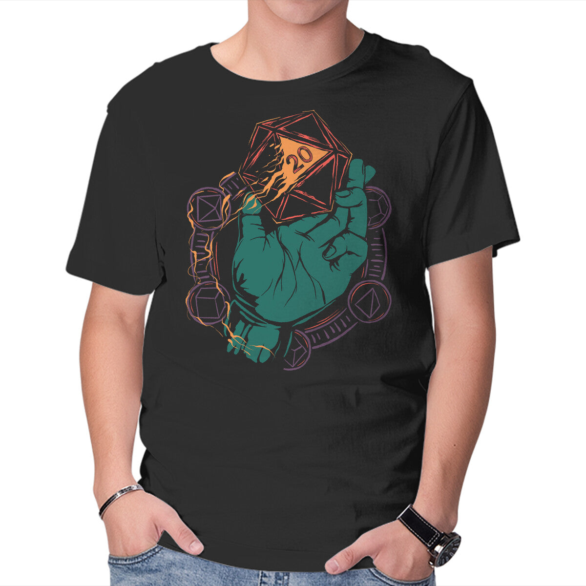 Unisex Crew Neck T-Shirt Magic Dice Graphic Short Sleeve Casual Tee L