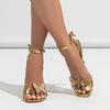 Schmetterlingsdekoration mit quadratischer Spitze offene Stiletto-Sandalen Mode Party High Heels
