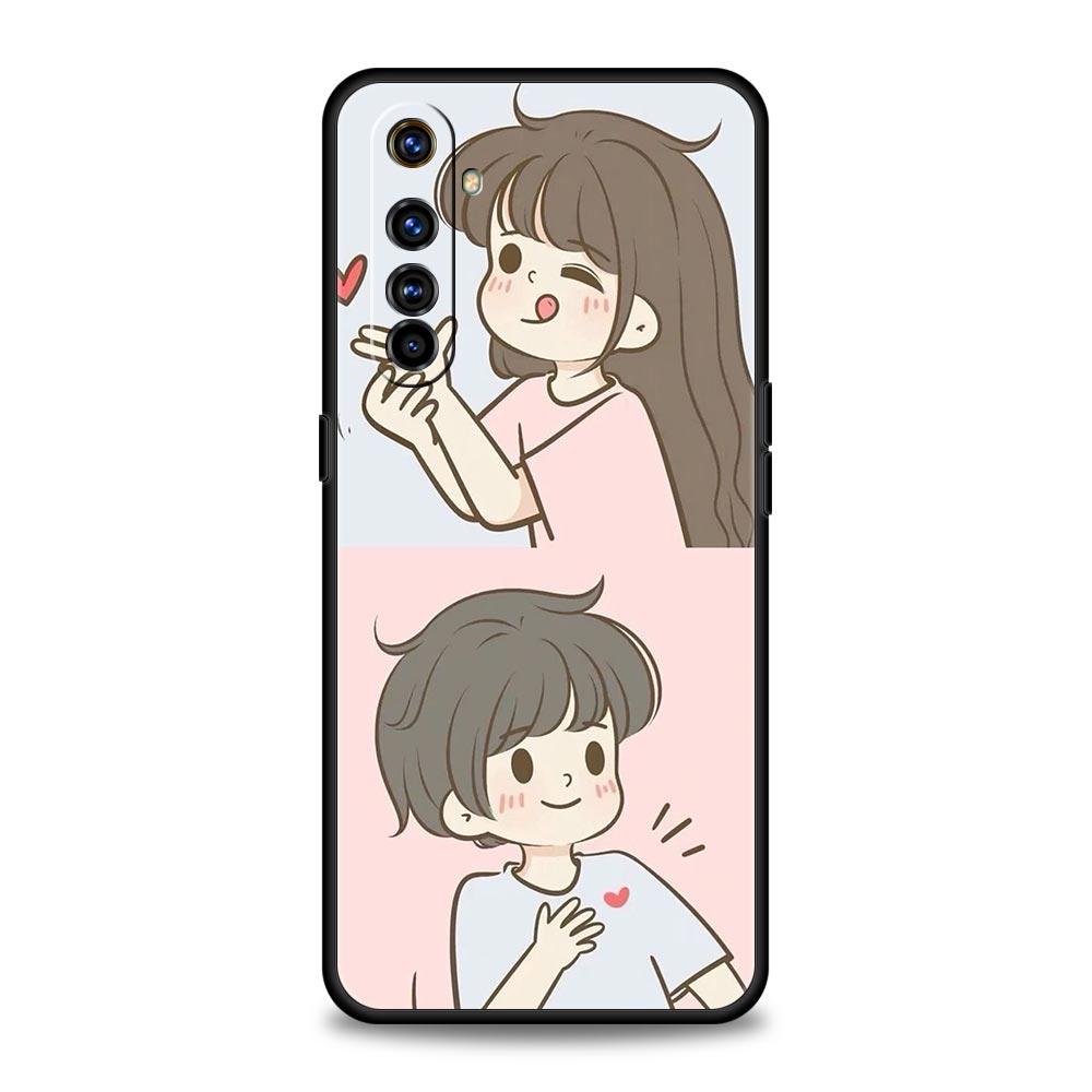 Cute Boy Girl Couple Phone Case For Realme 12 11 10 4G 9 8 5G 7 6 GT5 GT3 GT2 Pro Plus C21 C11 C25 C35 GT Neo 2 3 3T 5 Cover