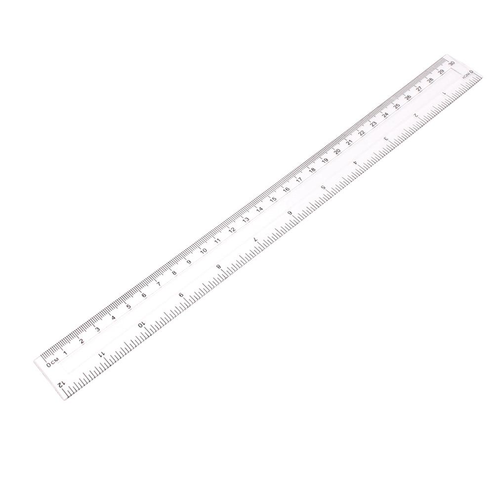 30cm Transparent Plastic Dual-Sided Ruler for Student Teaching Supplies