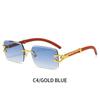 Gafas de Sol Cuadradas Vintage Sin Montura Mujer Hombre Lujo Populares Viaje Conducir Metal Cabeza de Leopardo Gafas de Sol UV400