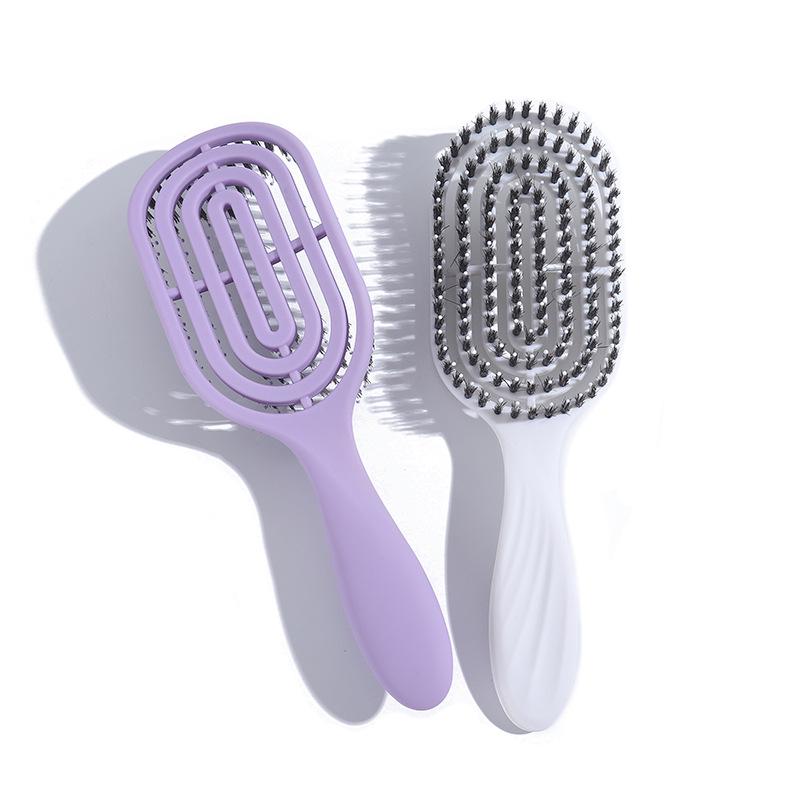 

Портативная щетка-лопатка из щетины кабана: Пушистая укладка, Использование на влажных/сухих волосах, Массажная и разглаживающая расческа для волос 22.7*7*2.5cm белый