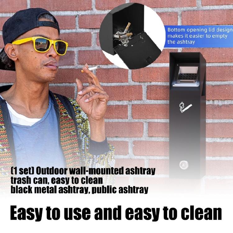 Durable Outdoor Mounted Trash Bin Weatherproof Bottom Opening Allows Fast Cleaning Includes Screws Simple Assembly