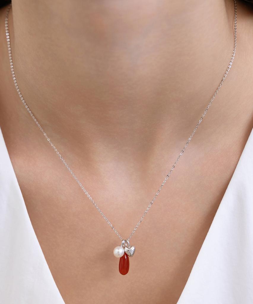 Tatiana (Silver 925) Trinity Charm Necklace Nz2531 Red