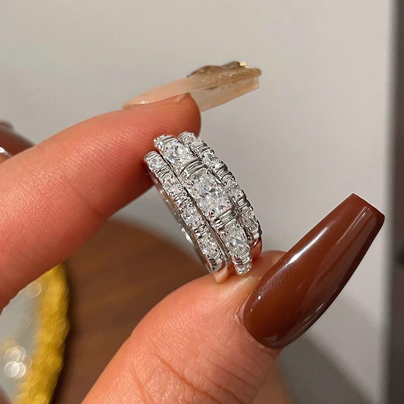 Classic Copper Alloy Zircon Ring Ladies Jewelry Wedding Promise Party Gift