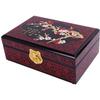 Lacquered Jewelry Box - THE THRIFT SHOP - Cherry Blossoms - Lacquered Wood - Red Felt - Removable Compartment