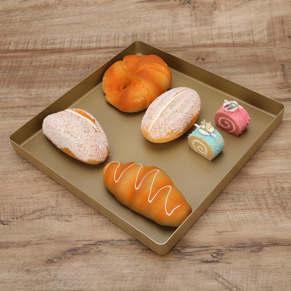 28x28x3cm Zlatá Hliníková Slitina Čtvercový Tvar Nepřilnavý Pečicí Plech Plech na Chléb Pizzu Pečicí Nástroj