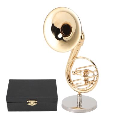 Miniature Sousaphone Sturdy Brass Smoothly Polished Glossy Sousaphone Model with Stand and Case for Home Decor