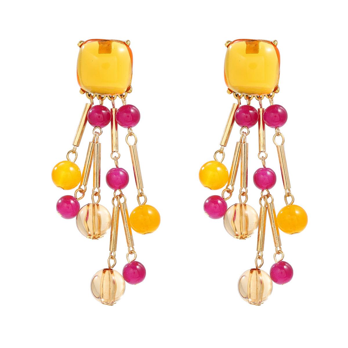 

Длинные серьги-капли из смоляных бусин с кисточками для женщин, украшения в стиле бохо, аксессуары для праздничных вечеринок