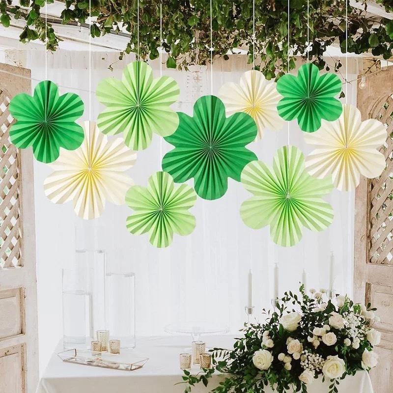 9 szt./zestaw Papierowe Kwiaty Dekoracje na Ścianę Papierowe Wentylatory Dekoracja Klasy Papierowa Florystyczna Tło Dekoracja Papierowe Wentylatory Dekoracja