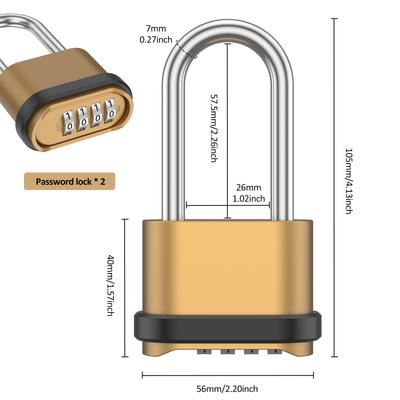 4-digit Combination Padlock Brass With Number Password Weatherproof Anti-rust Anti-theft Warehouse Special Lock Truck Door Lock