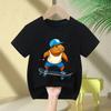 Cute Capybara Loves Bubble Tea Print Kids TShirt Summer Childrens Cartoon Shortsleeved Casual Tops Boys and Girls Clothing