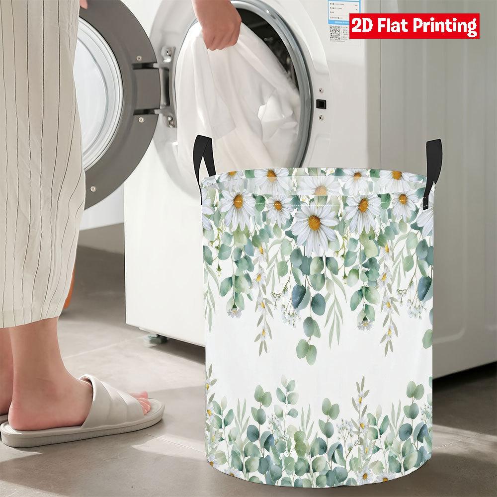 Collapsible Laundry Basket Large Round Waterproof Fabric Hamper Dirty Clothes Storage Bin Toy Organizer with Handles