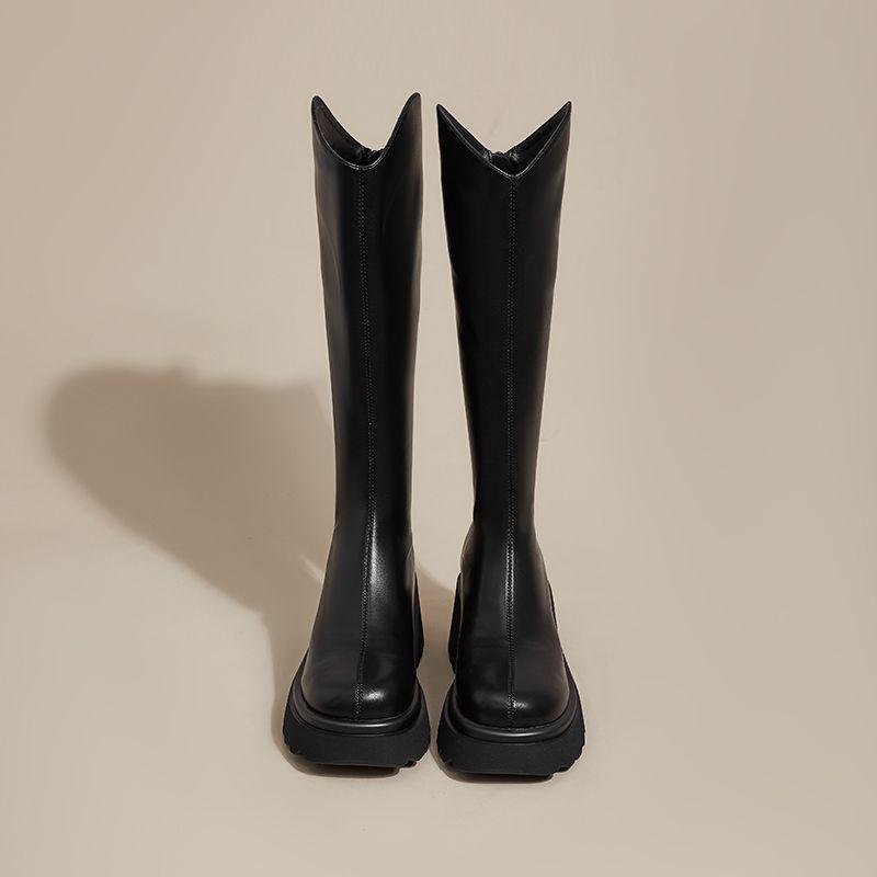 

Women s Soft Leather V-Cut Over-the-Knee Boots - 2025 Thick-Soled High-Heeled Knight Boots for Autumn & Winter 40