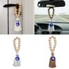 Handmade Wooden Bead Pendant 22cm Rearview Mirror Pendant Retro Tassel Pendant