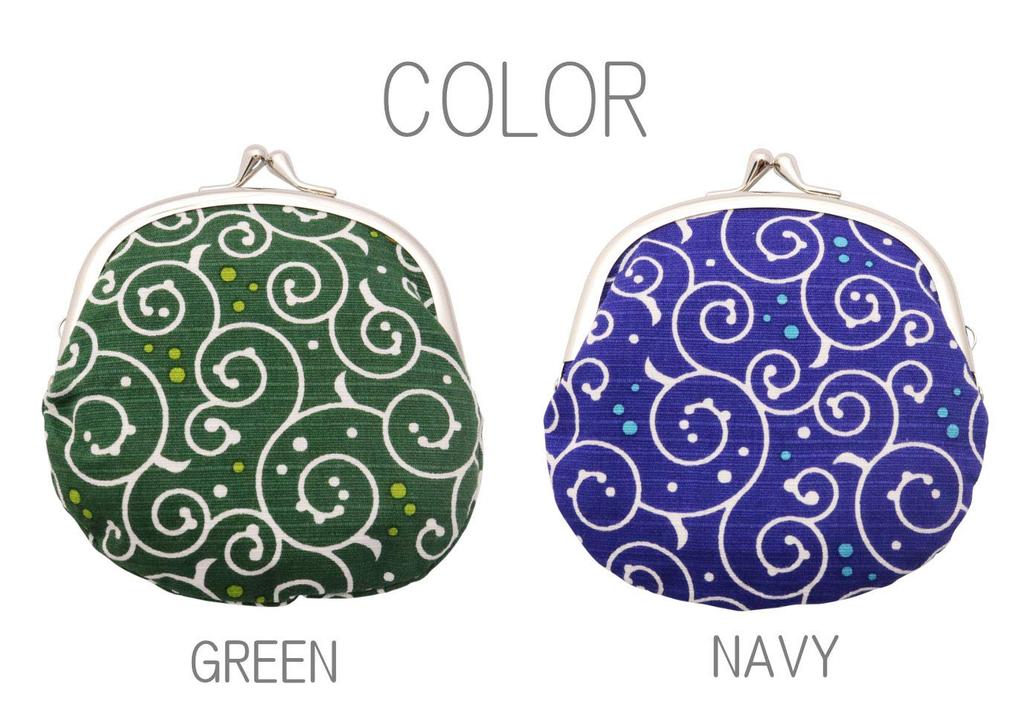 Kyosuke Clasp Coin Arabesque 11 X Coin Japanese Green Japanese-made Purse, Pattern, Cotton, 11.5 Cm, 3.3 Inches, Purse, Wallet, Goods, Dots,