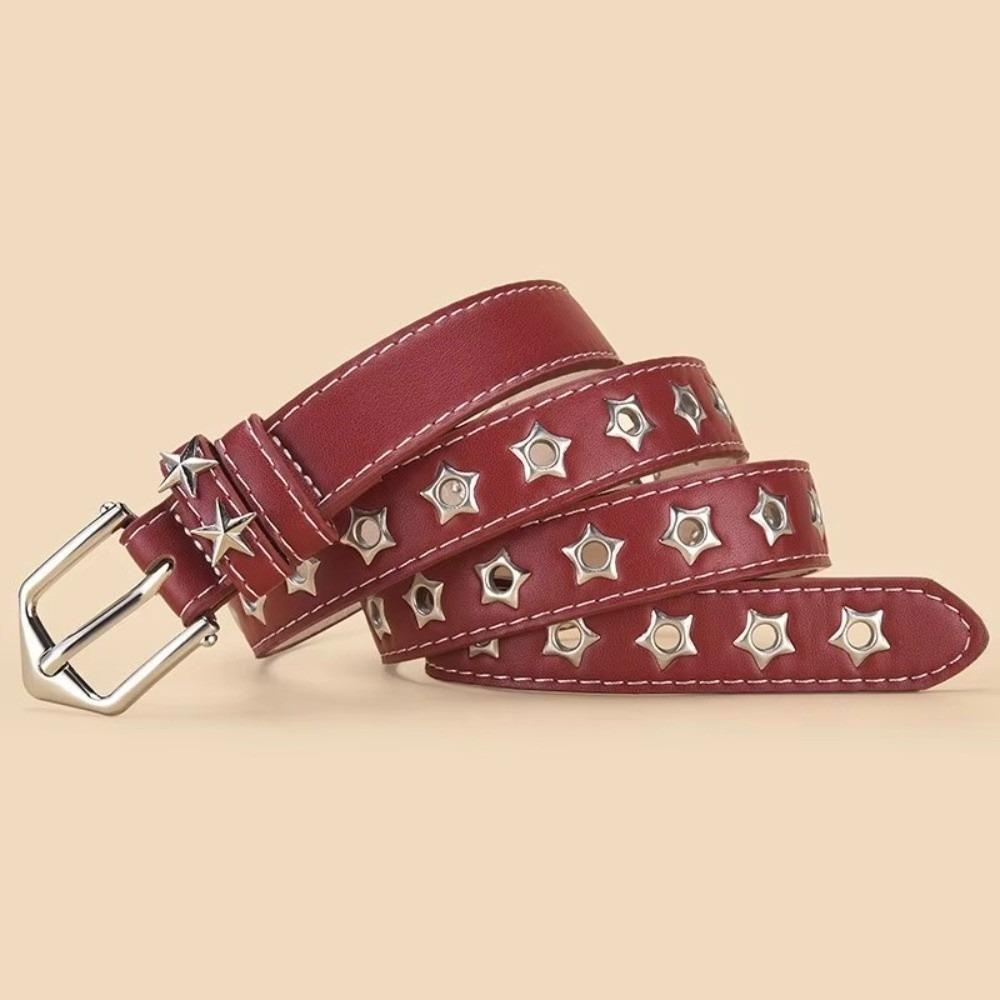 Hollow Star Design Eyelet Belt Eyelet Detail Pin Buckle Belt Classic Y2K Belt Trendy Streetwear