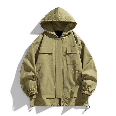 Men's Japanese Casual Solid Color Loose Hooded Jacket Autumn Jacket Jacket