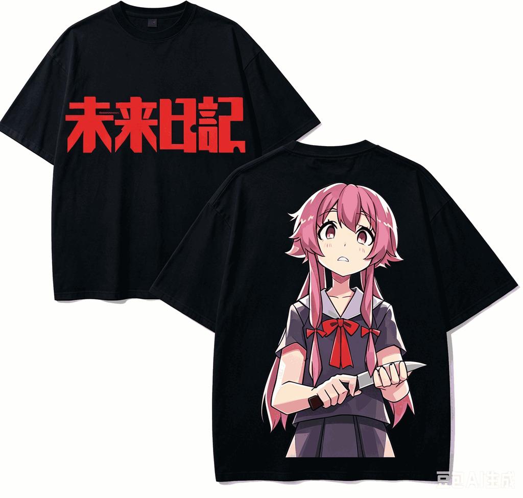 Mirai Nikki Anime Lover T-shirt Harajuku Cotton New Model High Street Retro Oversized Unisex Co