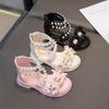 Girls Princess Shoes with Sweet Flowers Pearls Kids Roman Sandals Back Zipper 2025 Summer New Children Beach Shoes Soft Sole