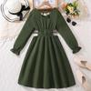 Jesienna sukienka księżniczki dla dziewczynek (6-12 lat) - Stylowa Sukienka z Długim Rękawem