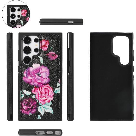 Crossbody Wallet Case for Samsung Galaxy S24 Ultra, Magnetic Detachable PU Leather Flip Phone Case with Card Holder RFID Blocking Wristlet Mirror