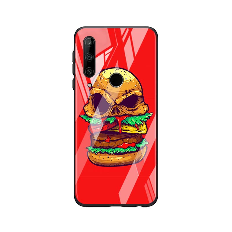 Gehärtetes Glas Neue Shell Luxusabdeckung Köstlicher Hamburger für Honor 30 20 10 9X 8X Pro Plus Lite Telefonhülle