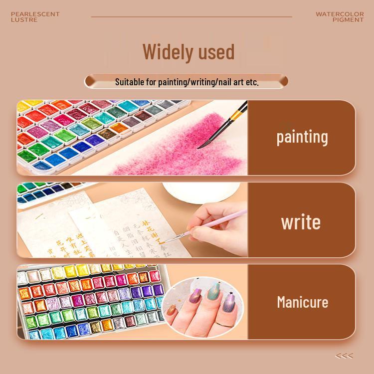 Pearlescent Dunhuang Gold Watercolor Set: 60 Colors for Painting & Nail Art
