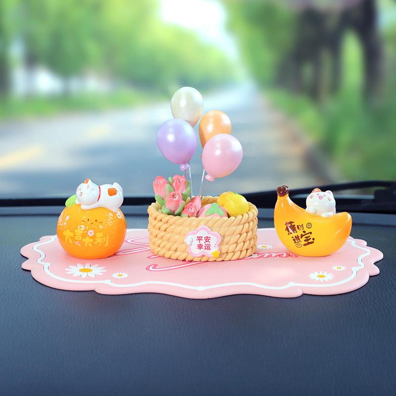 Mini Fruit Cat Car Decoration Set - Creative Interior Console Cartoon - Truly Cute Car Decoration Item