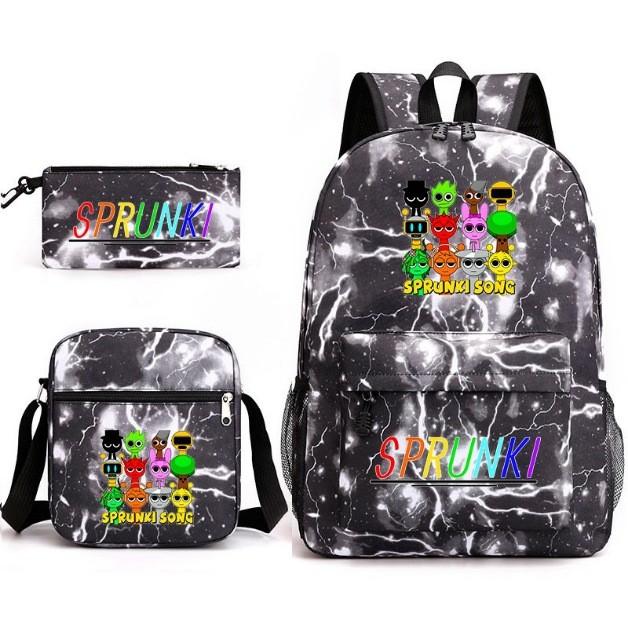 Sprunki Music Game Backpack With Cartoon Print And Ergonomic Shoulder Straps For Teens
