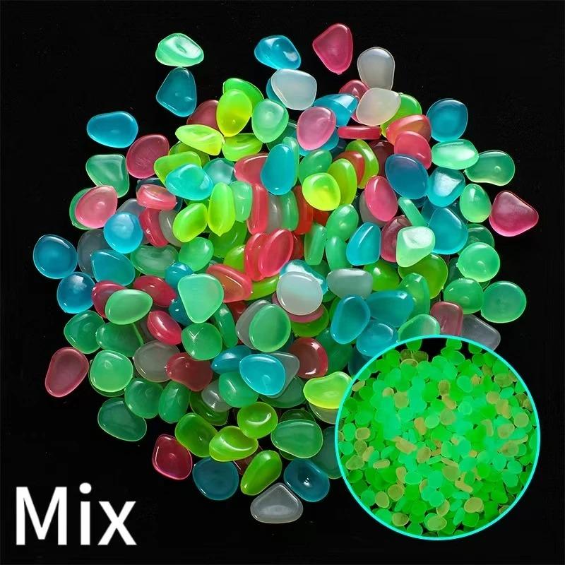 100-1000pcs Luminous Stone Garden Fish Tank Landscape Glow-in-the-dark Stone Decoration Artificial Fluorescent Color Goose Stone