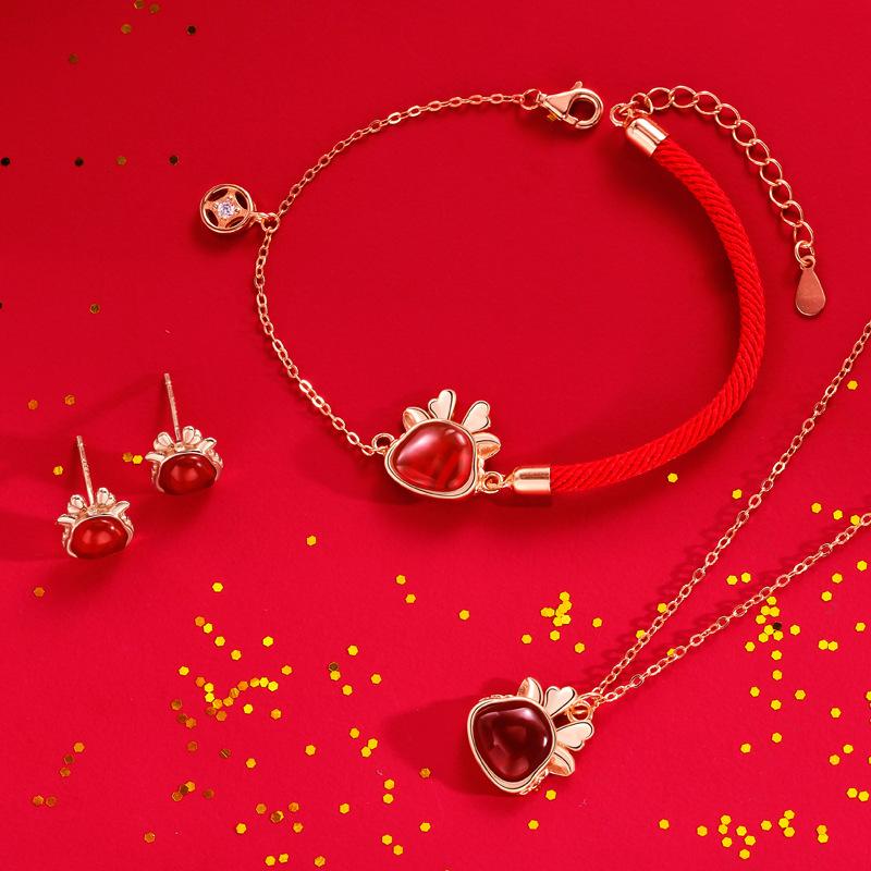 Original Lucky Moe Dragon Hand Rope Female New Chinese Style Guochao Zodiac Dragon Life Red Rope Bracelet