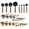 Set of 4 Baking Tool Set Stainless Steel Measuring Cups Measuring Spoons Wood Handle Kitchenwares for Baking Cooking