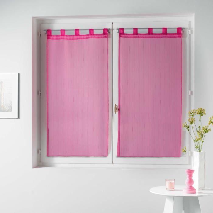 Voilage - Horizon - 60 x 90 cm - Polyester - Rayures - Rose
