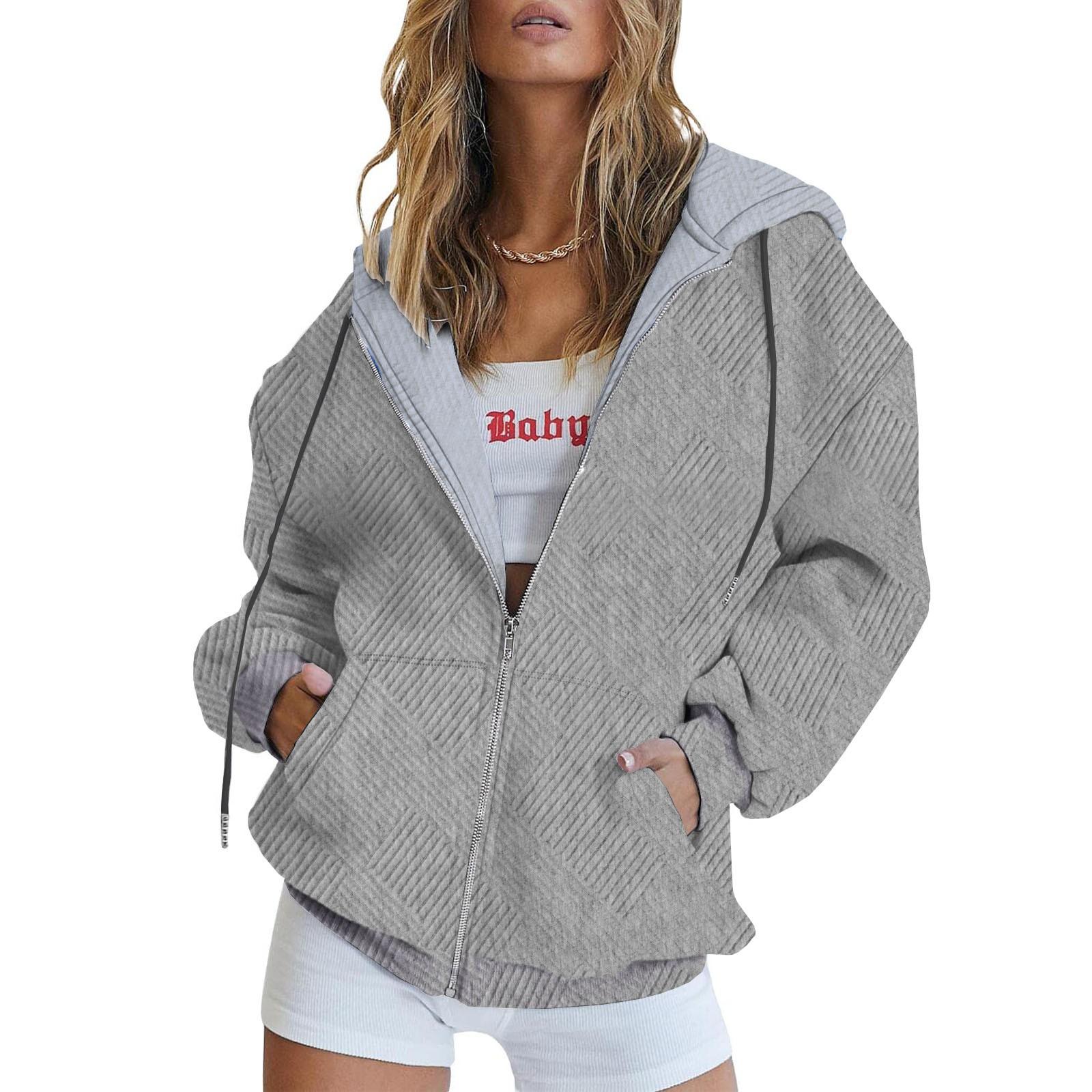 

Женская толстовка на молнии, женская осенняя модная блузка, легкая толстовка с капюшоном, куртка с карманами S