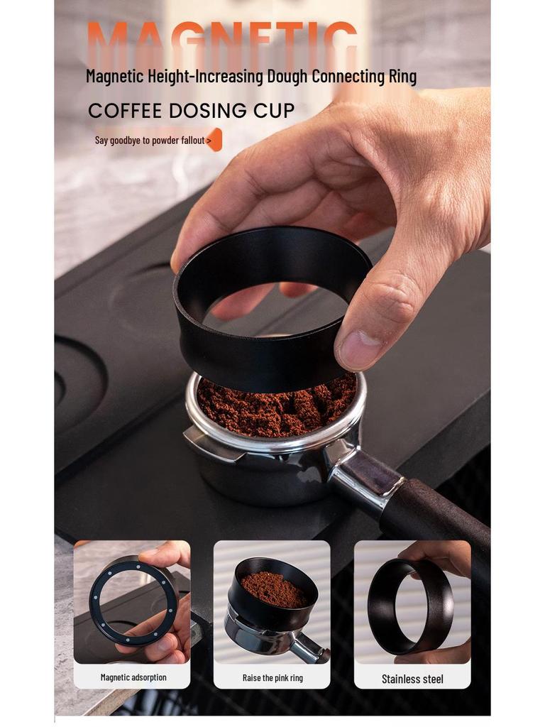 Magnetic Portafilter Basket Anti-Splash Ring - Italian Coffee Grinder Accessory, 51/53/58mm Handle Universal.