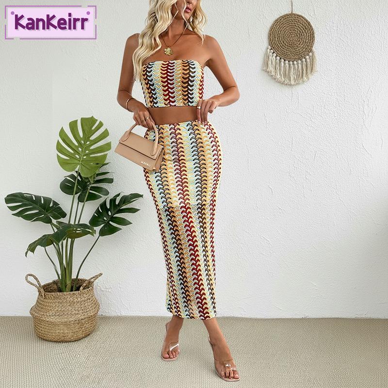 Kankeirr Women's Fashion Summer Spring Sleeveless Skirt Set