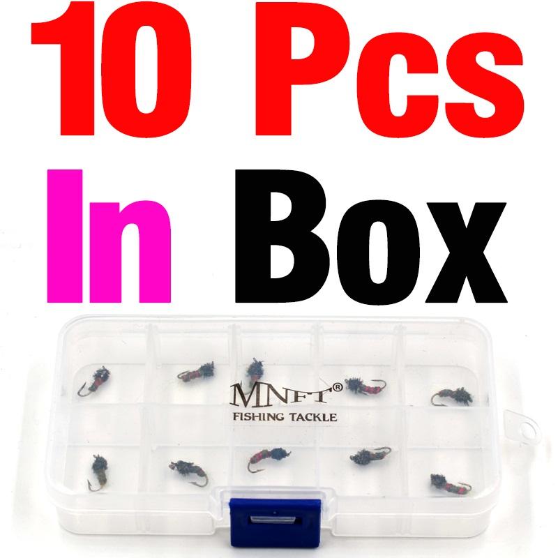 MNFT 10PCS 12# Peacock Nymph Midge Larvae Pupae Fly Trout Fishing Fly Fishing Fake Lure