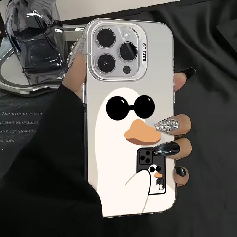 Cute Duck Brief Painting Phone Case For  Redmi 12C 13C Redmi Note 13 12 Pro Plus  5G 4G 12S 11S 10S 10 Plating Matte Cover