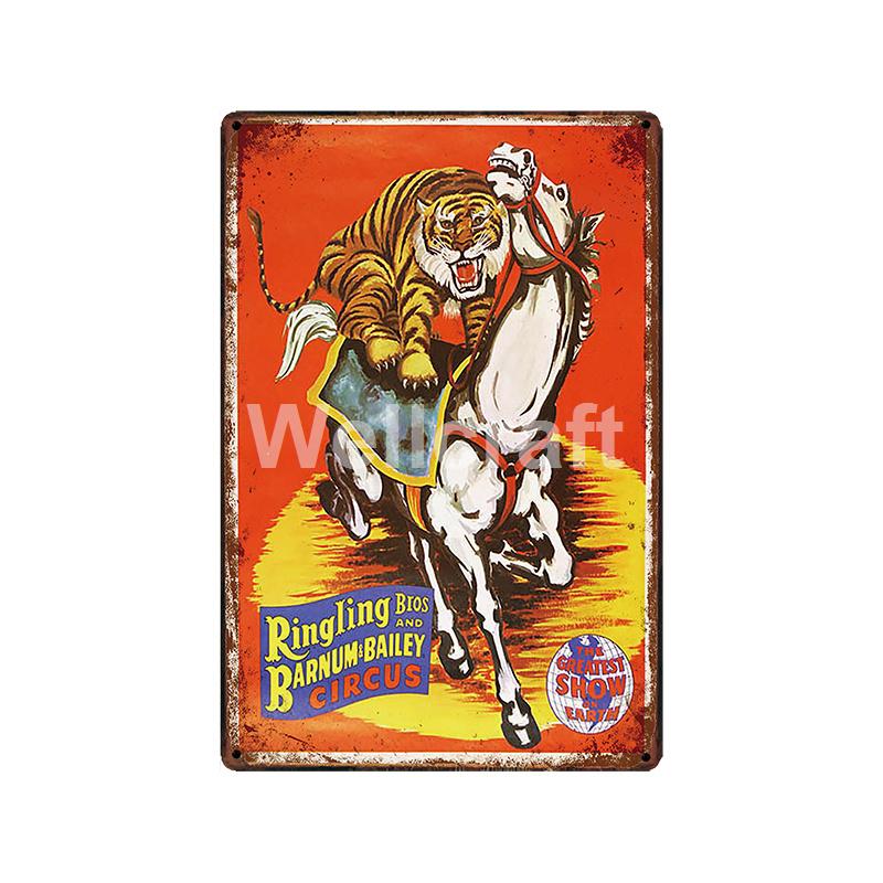 [ WellCraft ] Circus Lion Elephant Tiger Clown Horse Metal Sign Vintage Painting Decor  LT-1899